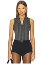 view 1 of 5 Maxwell Bodysuit in Dark Grey Pinstripe