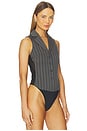 view 3 of 5 Maxwell Bodysuit in Dark Grey Pinstripe