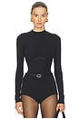 view 1 of 5 BODY MANGA COMPRIDA CANELADO AMPULHETA in Black