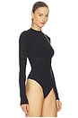 view 3 of 5 BODY MANGA COMPRIDA CANELADO AMPULHETA in Black