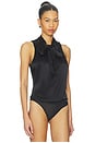 view 3 of 5 Silk Blouson Bodysuit in Black