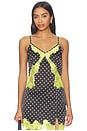 view 1 of 4 Juliet Lace Dotted Cami in Small Black Dot & Lemon Lace