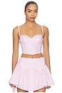 view 1 of 6 Poplin Cropped Hamptons Bustier in Bubblegum Stripe