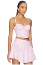 view 3 of 6 Poplin Cropped Hamptons Bustier in Bubblegum Stripe