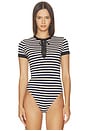 view 2 of 6 Ivy Ringer Bodysuit in Black Sand Stripe