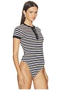 view 3 of 6 Ivy Ringer Bodysuit in Black Sand Stripe