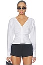 view 1 of 4 Ruched Poplin Shirt in White
