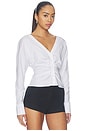 view 2 of 4 Ruched Poplin Shirt in White