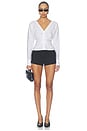 view 5 of 4 Ruched Poplin Shirt in White