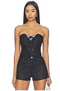 view 1 of 4 Lace Denim Bustier in Black