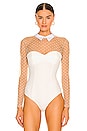 view 2 of 5 Collared Bodysuit With Dotted Tulle in Ivory