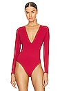 view 2 of 5 Deep Plunge Bodysuit in Rouge