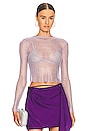 view 1 of 5 Rhinestone Fishnet Top in Light Lilac