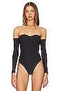 view 2 of 5 Jersey Ruched Bodysuit in Black