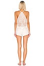 view 3 of 3 Genevive Charmeuse Lace Romper in Antique Ivory