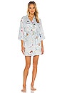 view 2 of 4 Penelope Printed Matte Charmeuse Wrap Robe in Blue