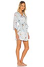 view 3 of 4 Penelope Printed Matte Charmeuse Wrap Robe in Blue