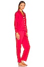 view 2 of 3 Solid Charmeuse Notch PJ Set in Red