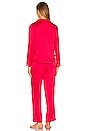 view 3 of 3 Solid Charmeuse Notch PJ Set in Red