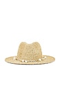 view 1 of 2 Taylor Hand Crochet Raffia Sunhat Metallic Cord And Tassel in Natural, Gold & White