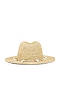 view 2 of 2 Taylor Hand Crochet Raffia Sunhat Metallic Cord And Tassel in Natural, Gold & White