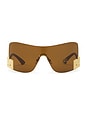 view 1 of 7 Versace Tinted Shield Sunglasses in Brown