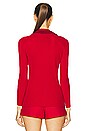 view 3 of 4 Celine Gold Button Knit Cardigan in Red