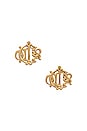 view 1 of 7 Dior Emblem Logo Earrings in Light Gold