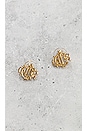 view 2 of 7 Dior Emblem Logo Earrings in Light Gold