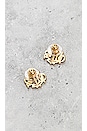 view 3 of 7 Dior Emblem Logo Earrings in Light Gold