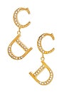 view 1 of 6 Dior CD Rhinestone Earrings in Gold