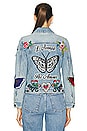 view 4 of 6 Gucci Embroidered Denim Jacket in Blue