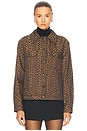 view 2 of 6 Fendi Leopard Print Denim Jacket in Brown