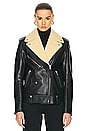 view 2 of 5 Coach Leather Shearling Moto Jacket in Black