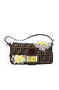 view 1 of 10 Fendi Zucca Floral Embroidered Mama Baguette Shoulder Bag in Brown