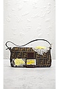 view 2 of 10 Fendi Zucca Floral Embroidered Mama Baguette Shoulder Bag in Brown