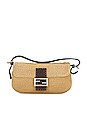 view 1 of 10 Fendi Selleria Raffia Baguette Shoulder Bag in Beige