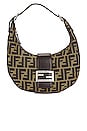view 1 of 10 Fendi Zucca Mama Half Moon Crescent Shoulder Bag in Brown