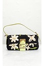 view 2 of 9 Fendi Floral Embroidered Mama Baguette Shoulder Bag in Black