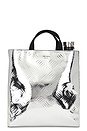 view 1 of 8 Prada Metallic Spazzolato Embossed Tote Bag in Argento