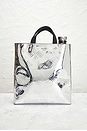 view 2 of 8 Prada Metallic Spazzolato Embossed Tote Bag in Argento