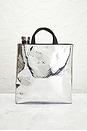 view 3 of 8 Prada Metallic Spazzolato Embossed Tote Bag in Argento