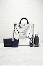 view 8 of 8 Prada Metallic Spazzolato Embossed Tote Bag in Argento