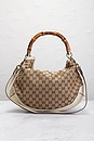 view 2 of 9 Gucci GG Canvas Bamboo 2 Way Handbag in Beige