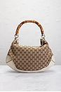 view 3 of 9 Gucci GG Canvas Bamboo 2 Way Handbag in Beige