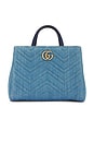 view 1 of 9 Gucci Pearly GG Marmont Denim Tote Bag in Blue