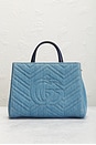 view 3 of 9 Gucci Pearly GG Marmont Denim Tote Bag in Blue