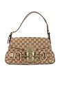 view 1 of 9 Gucci Horsebit GG Canvas Shoulder Bag in Beige