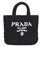 view 1 of 8 Prada Crocheted Raffia Tote Bag in Black