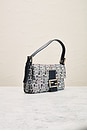 view 4 of 8 Fendi Zucchino Crystal Baguette Shoulder Bag in Gray, Navy, & Silver